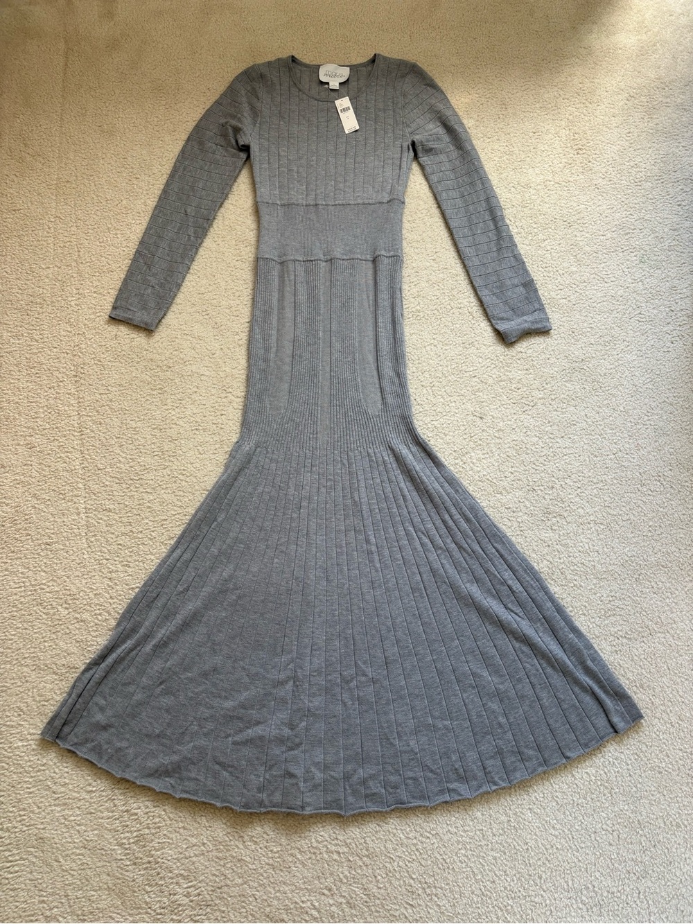 Mare Mare Anthropologie long sleeve slim grey slim ribbed sweater maxi dress S
